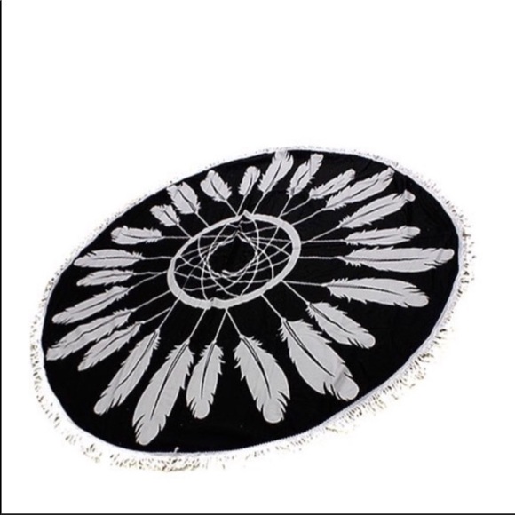 Tassel Round Feather Beach Blanket Towel - Picture 2 of 4